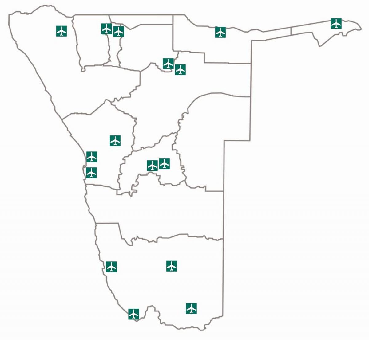 Karta över flygplatser i Namibia