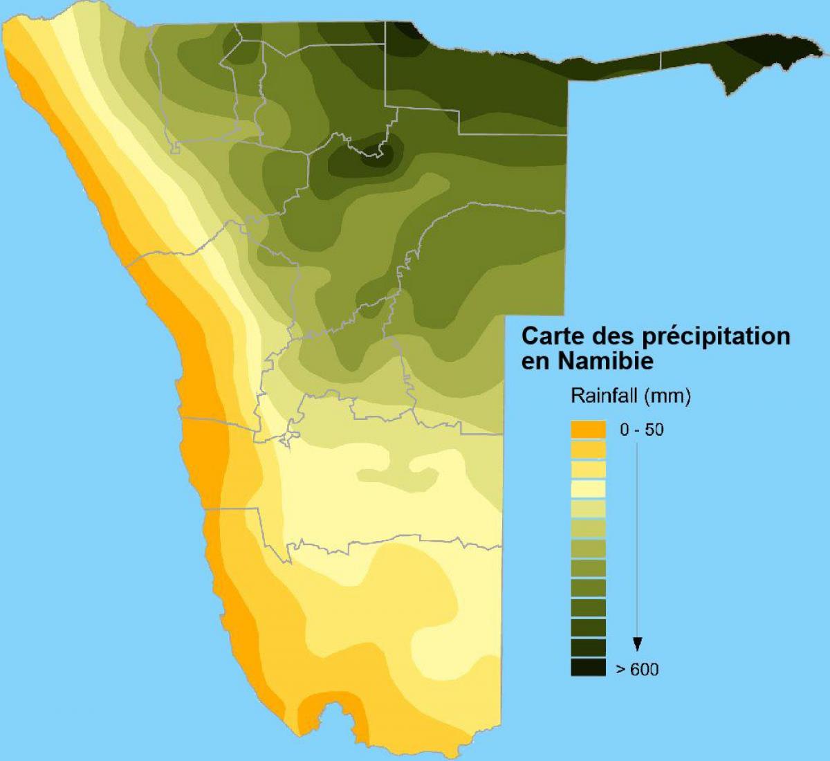 Karta över Namibia regn