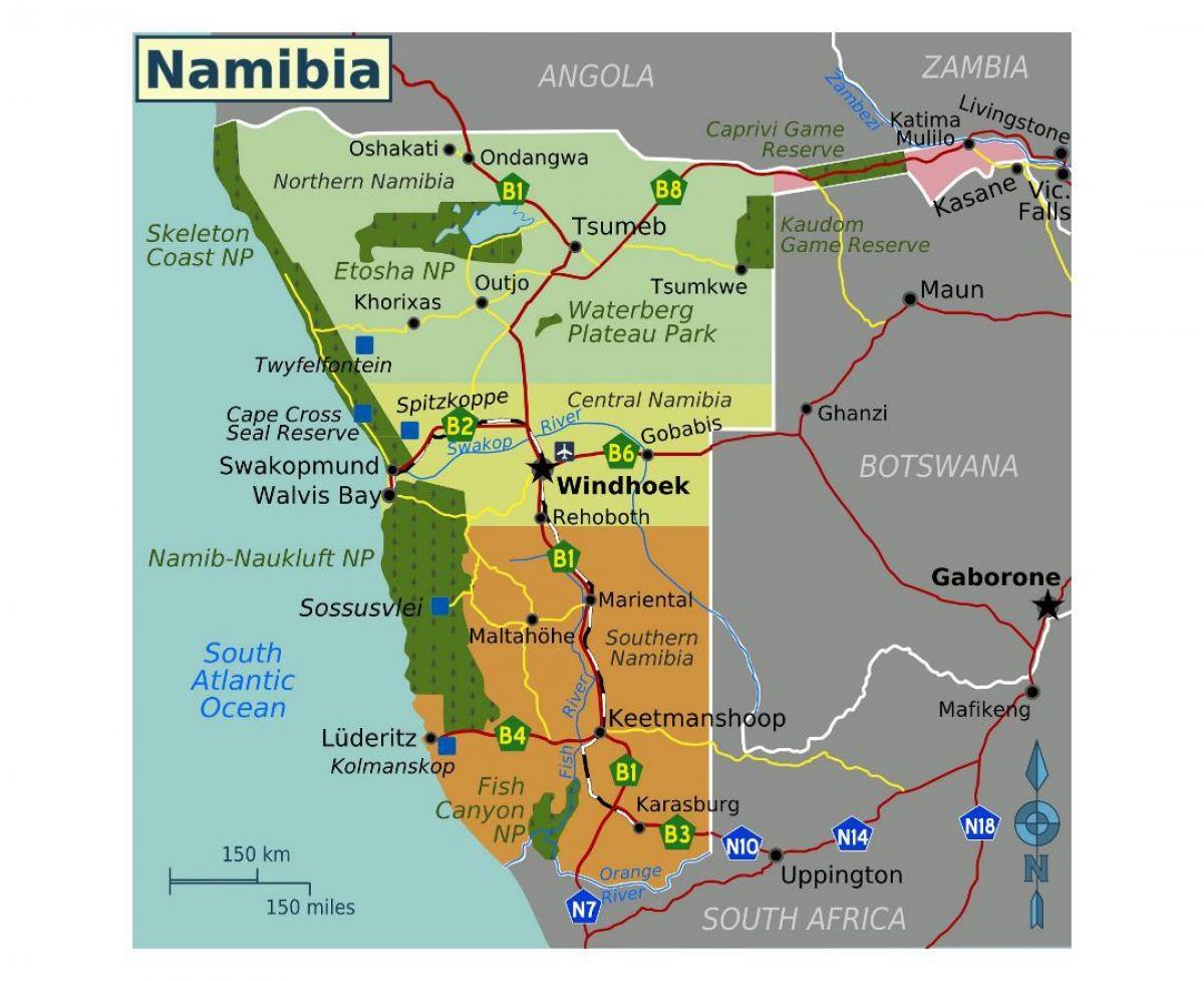 Karta över norra Namibia 